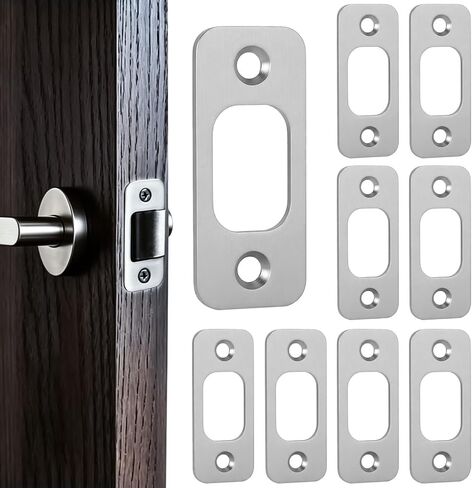 8 Pcs Brushed Nickel Deadbolt Strike Plate 1" X 2 1/4“ Door Latch Strike Backplate Stainless Steel Round Corner Door Latch Strike in Kuwait