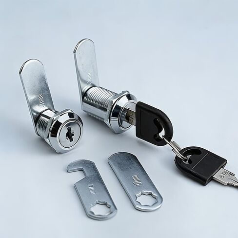 16 Mm Security Cam Lock Set with 2 Keys and 2 Lock Plates for Cabinets, Drawers, Mailboxes and Doors in Kuwait