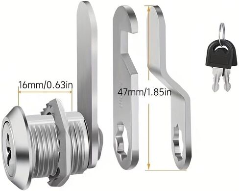 16 Mm Security Cam Lock Set with 2 Keys and 2 Lock Plates for Cabinets, Drawers, Mailboxes and Doors in Kuwait