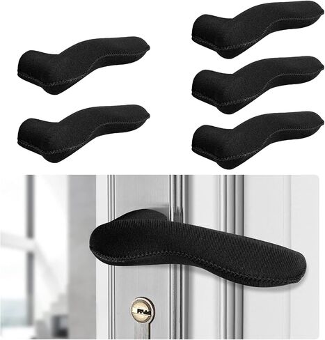 5PCS Commercial Door Handle Covers - Heat-Resistant Neoprene Sleeves with Hook & Loop Closure, Universal Fit for Business/Office/Store Doors in Kuwait