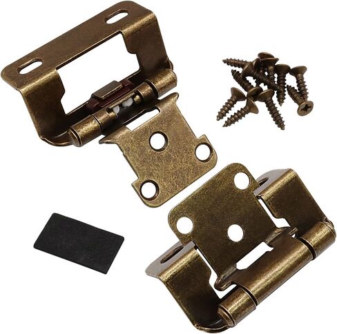 Waziaqoc 4-Pack 2 Pair Steel Cabinet Hinges Antique Brass Cabinet Hinge, 1/2 Inch Overlay Partial Wrap Self-Closing Cabinet Door Hinges, for Face Frame Mount Cupboard Doors. in Kuwait