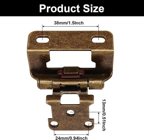 Waziaqoc 4-Pack 2 Pair Steel Cabinet Hinges Antique Brass Cabinet Hinge, 1/2 Inch Overlay Partial Wrap Self-Closing Cabinet Door Hinges, for Face Frame Mount Cupboard Doors. in Kuwait