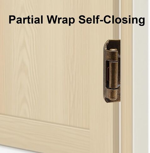 Waziaqoc 4-Pack 2 Pair Steel Cabinet Hinges Antique Brass Cabinet Hinge, 1/2 Inch Overlay Partial Wrap Self-Closing Cabinet Door Hinges, for Face Frame Mount Cupboard Doors. in Kuwait