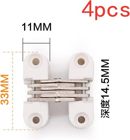 Hinges 4pcs Hidden Hinges 33x11MM Folding Plastic Invisible Barrel Cross Hinge for Door Window Dining Table Furniture Accessories (Color : White) in Kuwait