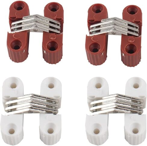 Hinges 4pcs Hidden Hinges 33x11MM Folding Plastic Invisible Barrel Cross Hinge for Door Window Dining Table Furniture Accessories (Color : White) in Kuwait