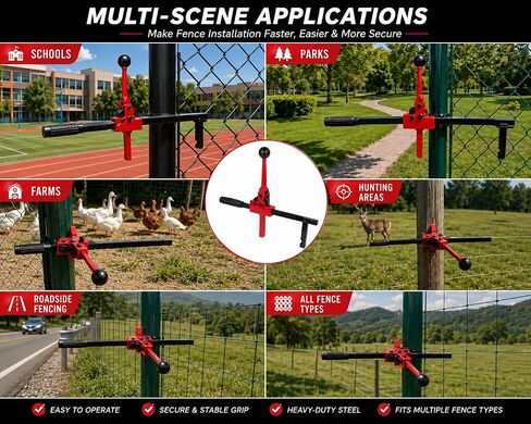 YouTeMei 2 Pcs Fence Stretcher Tool, Ratcheting Wire Fence Tightener, Heavy Duty Fence Tensioner Tool with Ratchet Range, Non-Slip Hook, for Farm, Ranch, Garden & Yard Fence in Kuwait