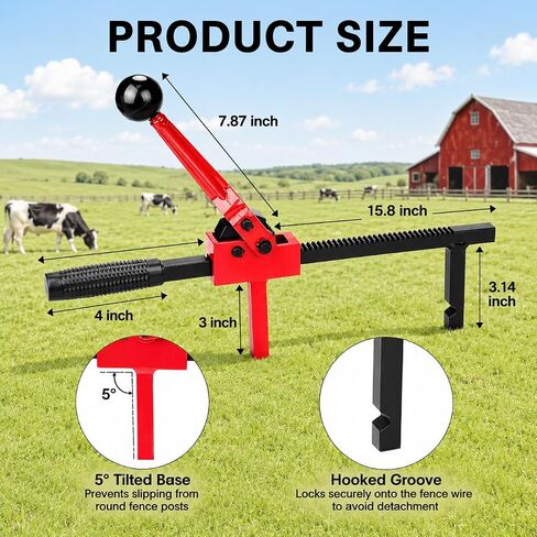 YouTeMei 2 Pcs Fence Stretcher Tool, Ratcheting Wire Fence Tightener, Heavy Duty Fence Tensioner Tool with Ratchet Range, Non-Slip Hook, for Farm, Ranch, Garden & Yard Fence in Kuwait