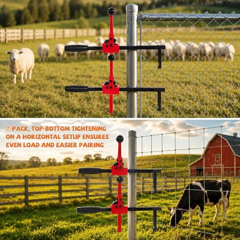 YouTeMei 2 Pcs Fence Stretcher Tool, Ratcheting Wire Fence Tightener, Heavy Duty Fence Tensioner Tool with Ratchet Range, Non-Slip Hook, for Farm, Ranch, Garden & Yard Fence in Kuwait