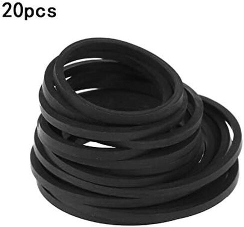 20pcs 2mm Width Square Rubber Belt 40-65mm/75-100mm/110-145mm Mix Tape Machine Belts, Black in Kuwait