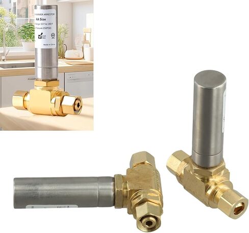 3/8 Inch Water Hammer Arrestor 2 Pack, C46500 Brass Construction, UPC NSF Certified, 250 PSI, 3/8 OD Comp x 3/8 Female Comp, Horizontal Vertical Installation, for Plumbing Pipe Noise Reduction in Saudi Arabia