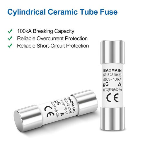 Baomain 10-Pack 5A Fuse Link، RT18-32 (RO15 RT14 RT19)، أنبوب سيراميك أسطواني 10 × 38 مم 500 فولت in Kuwait