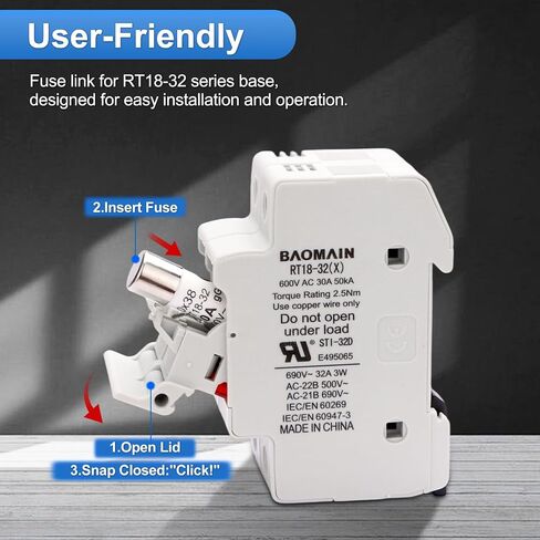 Baomain 10-Pack 5A Fuse Link، RT18-32 (RO15 RT14 RT19)، أنبوب سيراميك أسطواني 10 × 38 مم 500 فولت in Kuwait