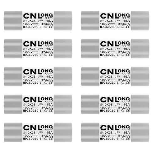 10pcs gPV Solar PV Fuse Link 20A 1000V DC 10x38mm Fuse 33kA Breaking Capacity for Solar, PV Combienr Box (20 Amp) in Kuwait