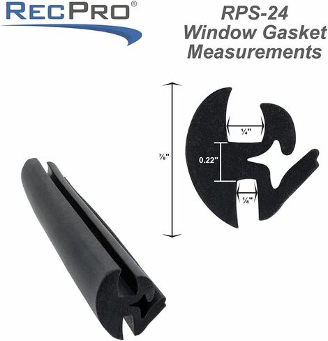 RecPro RV Window Rubber Seal | One Piece Locking Gasket | Fits 1/4" Glass and 1/8" Edge (10-Feet) in Kuwait