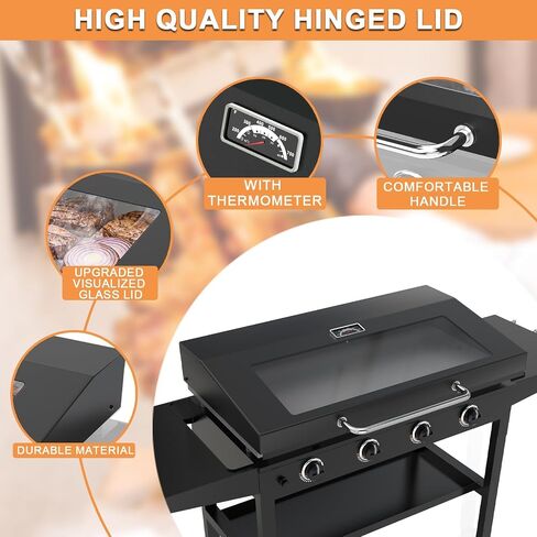 Upgrade Griddle Lid for Blackstone Omnivore 1666 22 Inch Tabletop Griddle(2024 Model),Grill Hard Cover w/Handle & Thermometer for Blackstone Hinged Lid 22" Omnivore Parts 1813 2304 2205 Flattop Cover in Kuwait