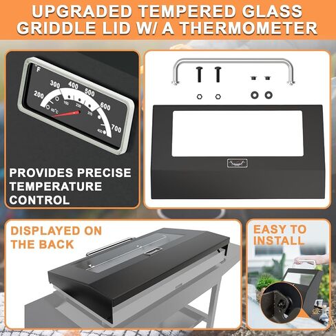 Upgrade Griddle Lid for Blackstone Omnivore 1666 22 Inch Tabletop Griddle(2024 Model),Grill Hard Cover w/Handle & Thermometer for Blackstone Hinged Lid 22" Omnivore Parts 1813 2304 2205 Flattop Cover in Kuwait