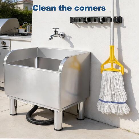 23 4/6in Stainless Steel Floor Mop Sink with Detachable Mop, Suitable for Laundry Rooms, Restaurants, Garages, Balconies, and Other Commercial Settings (23.6"L x 16.1"W x 21.6"H) in Kuwait