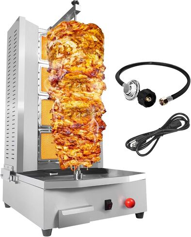 Commercial Shawarma Grill Machine Vertical Rotisserie with 4 Burners Adjustable Distance, Tacos Al Pastor Machine Cooks Up to 165 lbs Meat, Gyro Meat Oven in Kuwait