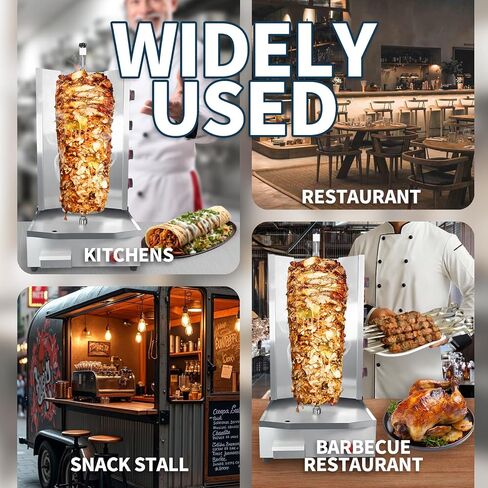 Commercial Shawarma Grill Machine Vertical Rotisserie with 4 Burners Adjustable Distance, Tacos Al Pastor Machine Cooks Up to 165 lbs Meat, Gyro Meat Oven in Kuwait