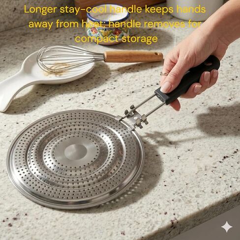 8.25 inch Kitchen Heat Diffuser Reducer Flame Guard Plate With Removable Handle, Stainless Steel, Distributes Heat. in Kuwait