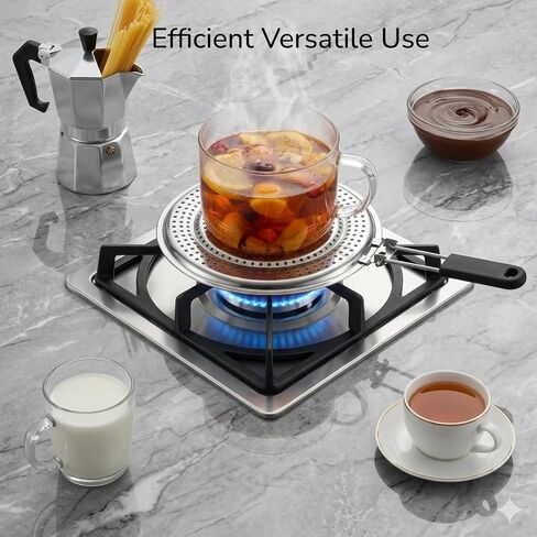 8.25 inch Kitchen Heat Diffuser Reducer Flame Guard Plate With Removable Handle, Stainless Steel, Distributes Heat. in Kuwait