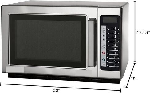 1000W Stackable Commercial Microwave, 1.2 Cu. Ft, Stainless Steel, Push Button, 22'W X 19'D X 13-7/8'H, 120V, NSF Certified in Kuwait