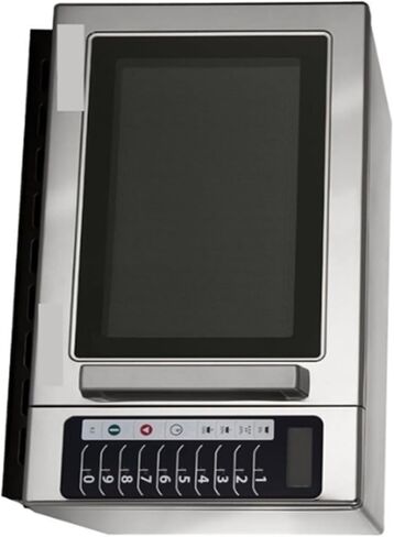 1000W Stackable Commercial Microwave, 1.2 Cu. Ft, Stainless Steel, Push Button, 22'W X 19'D X 13-7/8'H, 120V, NSF Certified in Kuwait
