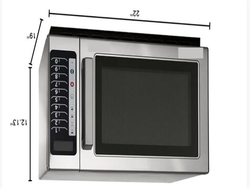 1000W Stackable Commercial Microwave, 1.2 Cu. Ft, Stainless Steel, Push Button, 22'W X 19'D X 13-7/8'H, 120V, NSF Certified in Kuwait