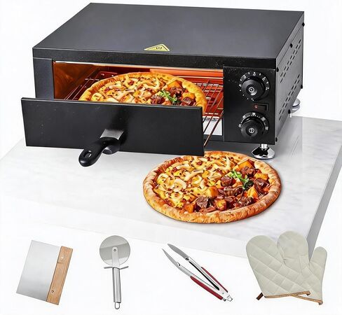 12 Inch Electric Countertop Pizza Oven – 1100W Stainless Steel Commercial Pizza Maker with Viewing Window & Timer, Fast Baking for Restaurant, Home, Kitchen, Catering, Mall Kiosk in Kuwait
