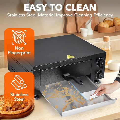 12 Inch Electric Countertop Pizza Oven – 1100W Stainless Steel Commercial Pizza Maker with Viewing Window & Timer, Fast Baking for Restaurant, Home, Kitchen, Catering, Mall Kiosk in Kuwait