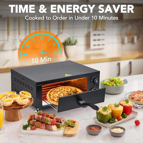 12 Inch Electric Countertop Pizza Oven – 1100W Stainless Steel Commercial Pizza Maker with Viewing Window & Timer, Fast Baking for Restaurant, Home, Kitchen, Catering, Mall Kiosk in Kuwait