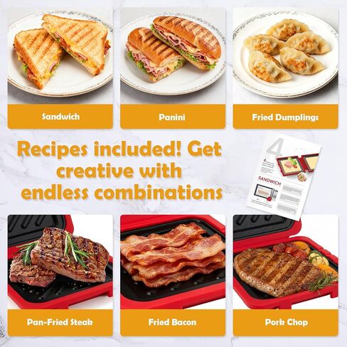 2026 Microwave Sandwich Maker, Microwave Toaster with Adjustable Silicone Strap, Removable Non-Stick Microwave Grilled Cheese Maker, Microwave Grill Crispy, Melted in Minutes for Travel, Office, Dorm in Kuwait