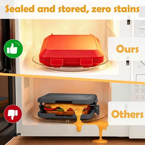 2026 Microwave Sandwich Maker, Microwave Toaster with Adjustable Silicone Strap, Removable Non-Stick Microwave Grilled Cheese Maker, Microwave Grill Crispy, Melted in Minutes for Travel, Office, Dorm in Kuwait
