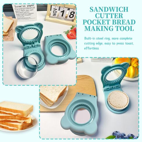 Round Sandwich Cutter and Sealer,Crustless Lunch Maker for kids Sandwich Press uncrustable sandwich maker for Breakfast Lunch in Kuwait