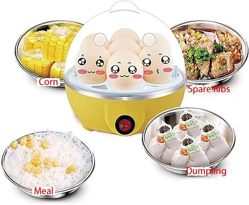 Egg Steamer, Two Layers Pink 6 Inch Diameter Plug-in Steamer for Egg, Corn, Stuffed Bun and Meal (Pink) in Kuwait