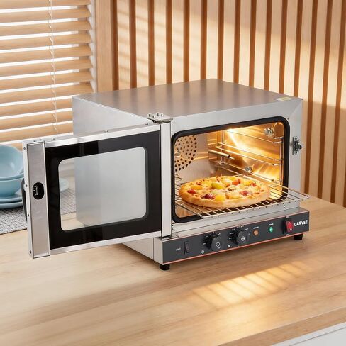 Commercial Convection Oven, 22L/20 Qt Stainless Steel Air Fryer Toaster Oven Combo, 3-Tier Countertop Rotisserie Oven with Glass Door, 1440W Baking Roaster, 30-300°c, Trays & Racks, US Plug in Kuwait