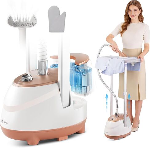 HAPAIS Steamer for Clothes,1800W Standing Garment Steamer with 30s Fast Heat,2L Tank for 1 Hour,Professional Clothes Steamers for 10 Fabric Modes,2-in-1 Flat & Hanging Ironing in Kuwait