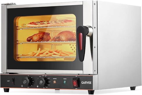 Commercial Convection Oven, 22L/20 Qt Stainless Steel Air Fryer Toaster Oven Combo, 3-Tier Countertop Rotisserie Oven with Glass Door, 1440W Baking Roaster, 30-300°c, Trays & Racks, US Plug in Kuwait