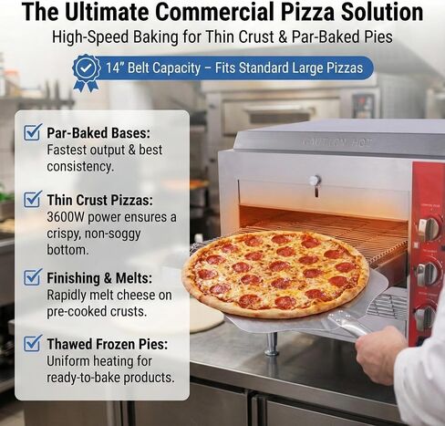 14″ Commercial Conveyor Pizza Oven, 3500W 208V Countertop Electric Oven with 14-Inch Belt, 6-20P Plug, for Fast Baking (60Hz) in Kuwait