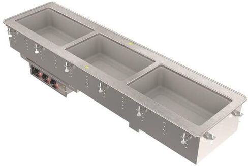 Vollrath 36651 Modular Drop in Four Compartment Short Side Hot Food Well with Infinite Controls and Standard Drain - 208/240V, 4000W in Kuwait