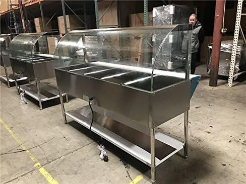 Commercial 5-Pan Open Well Electric Steam Table, Stainless Steel, 71x30x34 Inch, 3750W, with Undershelf and Cutting Board N5 ETL in Kuwait