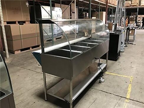 Commercial 5-Pan Open Well Electric Steam Table, Stainless Steel, 71x30x34 Inch, 3750W, with Undershelf and Cutting Board N5 ETL in Kuwait