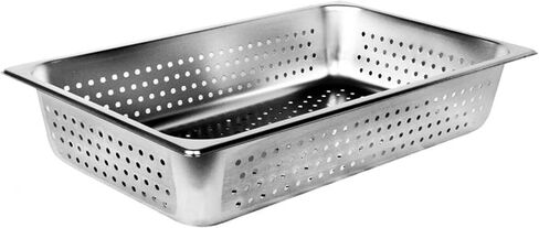 TrueCraftware- Full Size 4" Deep Perforated Anti-Jamming Steam Pan Stainless Steel 24 Gauge-Commercial Catering Food Pans Chafing Steam Table Hotel Pans Food Storage Metal Pan in Kuwait