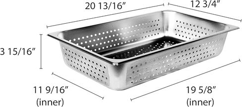 TrueCraftware- Full Size 4" Deep Perforated Anti-Jamming Steam Pan Stainless Steel 24 Gauge-Commercial Catering Food Pans Chafing Steam Table Hotel Pans Food Storage Metal Pan in Kuwait