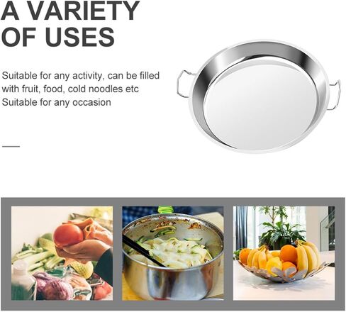 Angoily Stainless Steel Cold Noodle Plate with Simple Shape and Flat Bottom, Multi-purpose round Food Steaming Plate for Home and Bar Use, Easy to Store and Stable Display in Kuwait