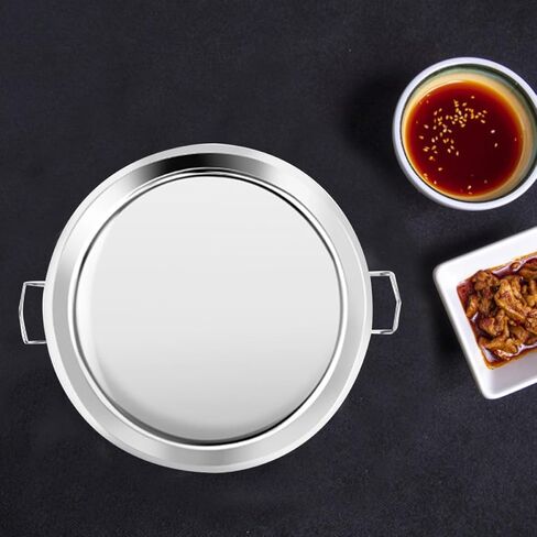 Angoily Stainless Steel Cold Noodle Plate with Simple Shape and Flat Bottom, Multi-purpose round Food Steaming Plate for Home and Bar Use, Easy to Store and Stable Display in Kuwait