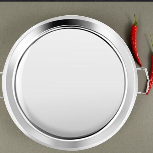 Angoily Stainless Steel Cold Noodle Plate with Simple Shape and Flat Bottom, Multi-purpose round Food Steaming Plate for Home and Bar Use, Easy to Store and Stable Display in Kuwait
