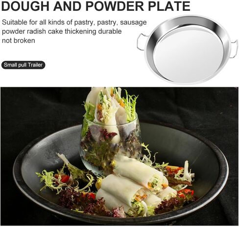 Angoily Stainless Steel Cold Noodle Plate with Simple Shape and Flat Bottom, Multi-purpose round Food Steaming Plate for Home and Bar Use, Easy to Store and Stable Display in Kuwait