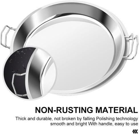 Angoily Stainless Steel Cold Noodle Plate with Simple Shape and Flat Bottom, Multi-purpose round Food Steaming Plate for Home and Bar Use, Easy to Store and Stable Display in Kuwait