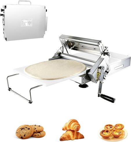 Folding Dough Sheeter,Manual Hand Crank Pastry & Dough Roller, Adjustable 0.2–27mm for Croissants, Pizza, Pastry, Home & Commercial Use (15.5'') in Kuwait